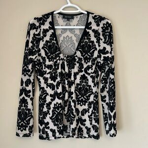 Karen Kane Floral Vintage Sheer V-Neck Long Sleeves Top size M